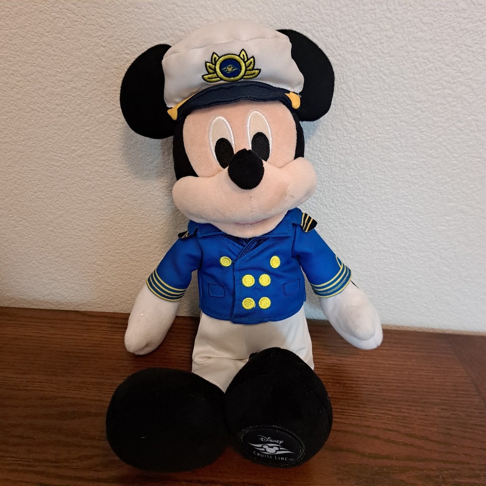 Disney Cruise Line Captain Mickey Mouse Plush Captain Uniform Blue White Hat